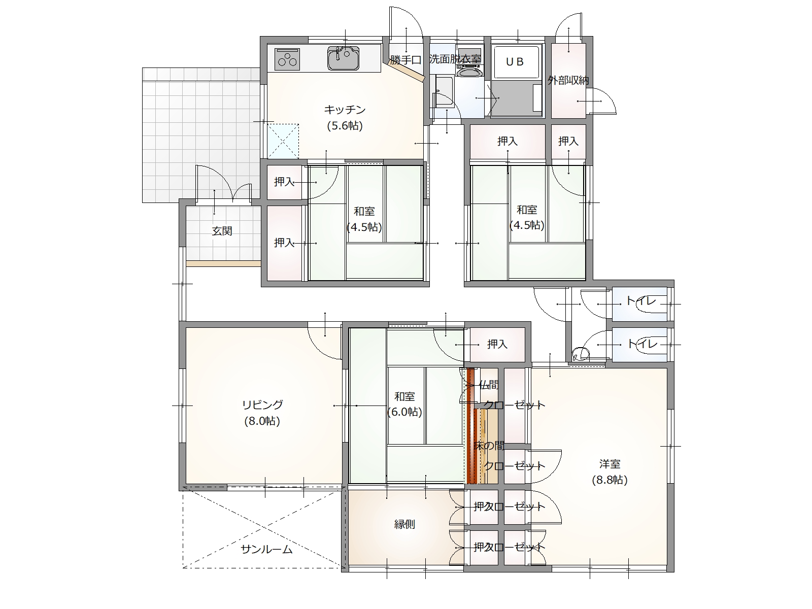 広々130坪の庭付き！宇部市文京町8-34の平屋建中古住宅物件の画像2